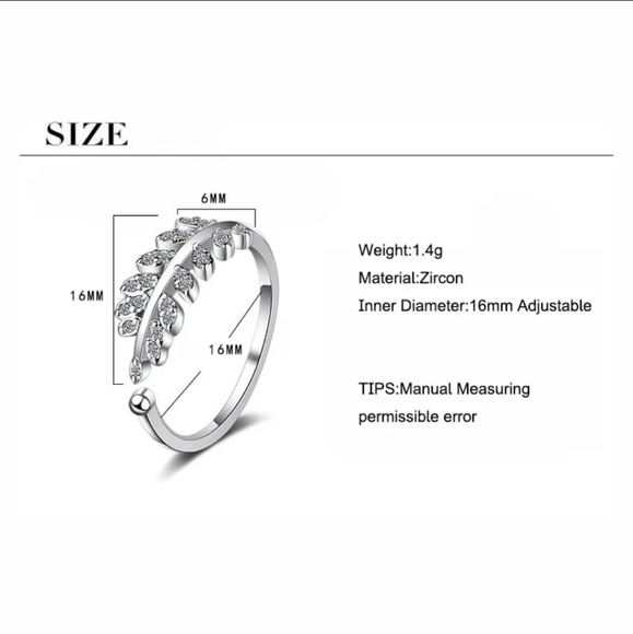 π S925 πΏ Silver Olive Leaf Promise Ring - Picture 7 of 8